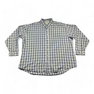 Vintage Bill Blass Shirt Adult 2XL XXL Blue Plaid Button Down Long Sleeve 90s